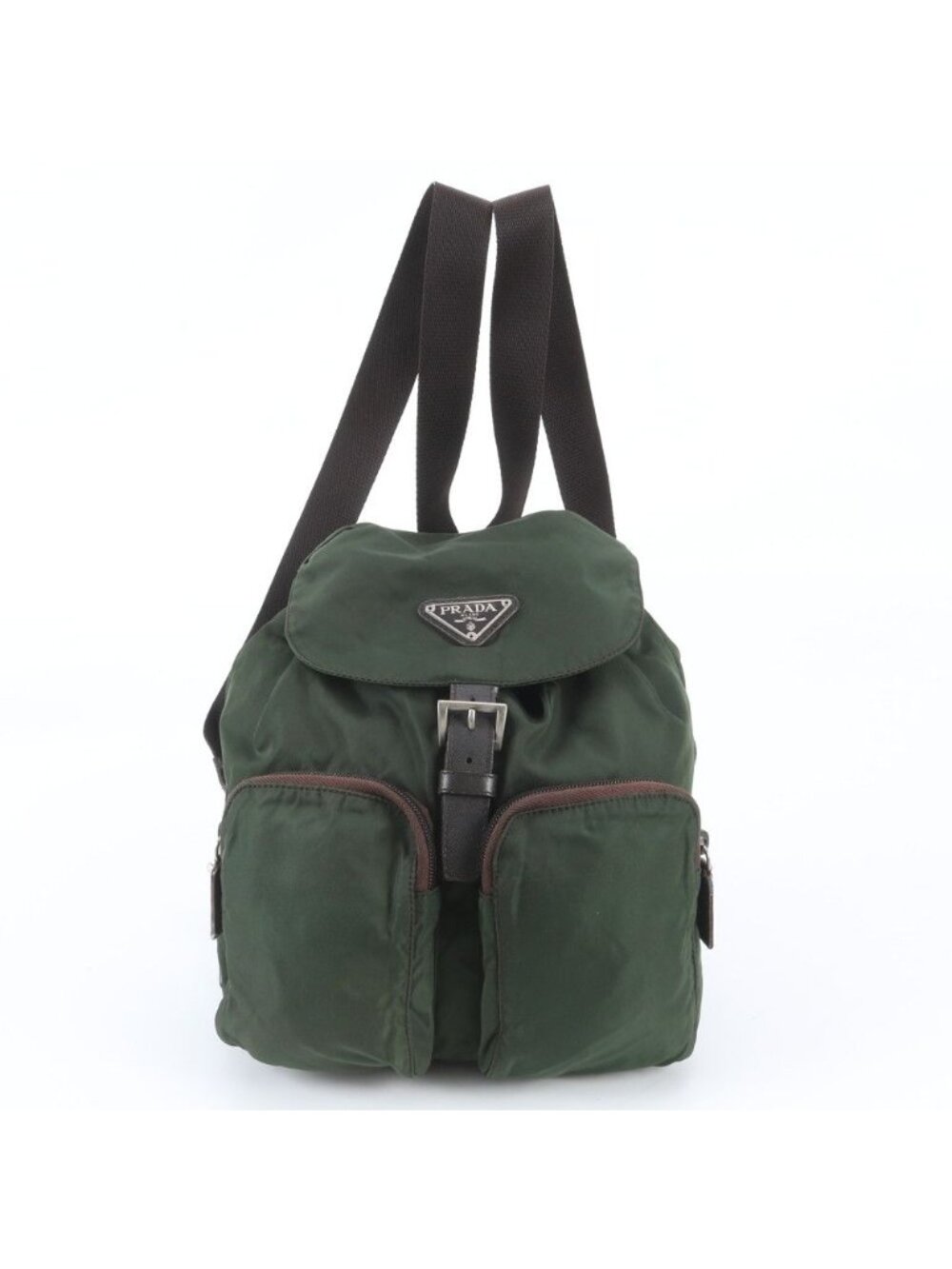 Prada White Tag Available Tessuto Nylon Triangle Logo Leather Backpack